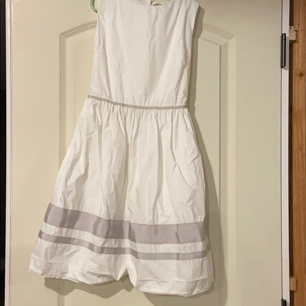 Crewcuts white dress with silver ribbon detail